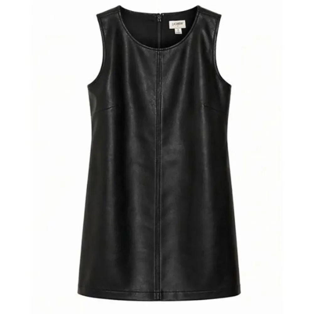 J Crew Faux Leather Shift Dress Womens Size 8 Sleeveless Lined Minimalist Chic